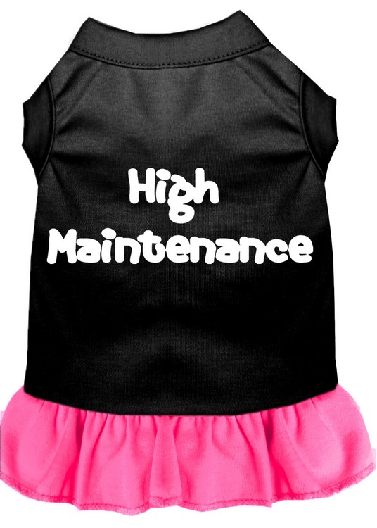 High Maintenance Screen Print Dress Black with Bright Pink Sm